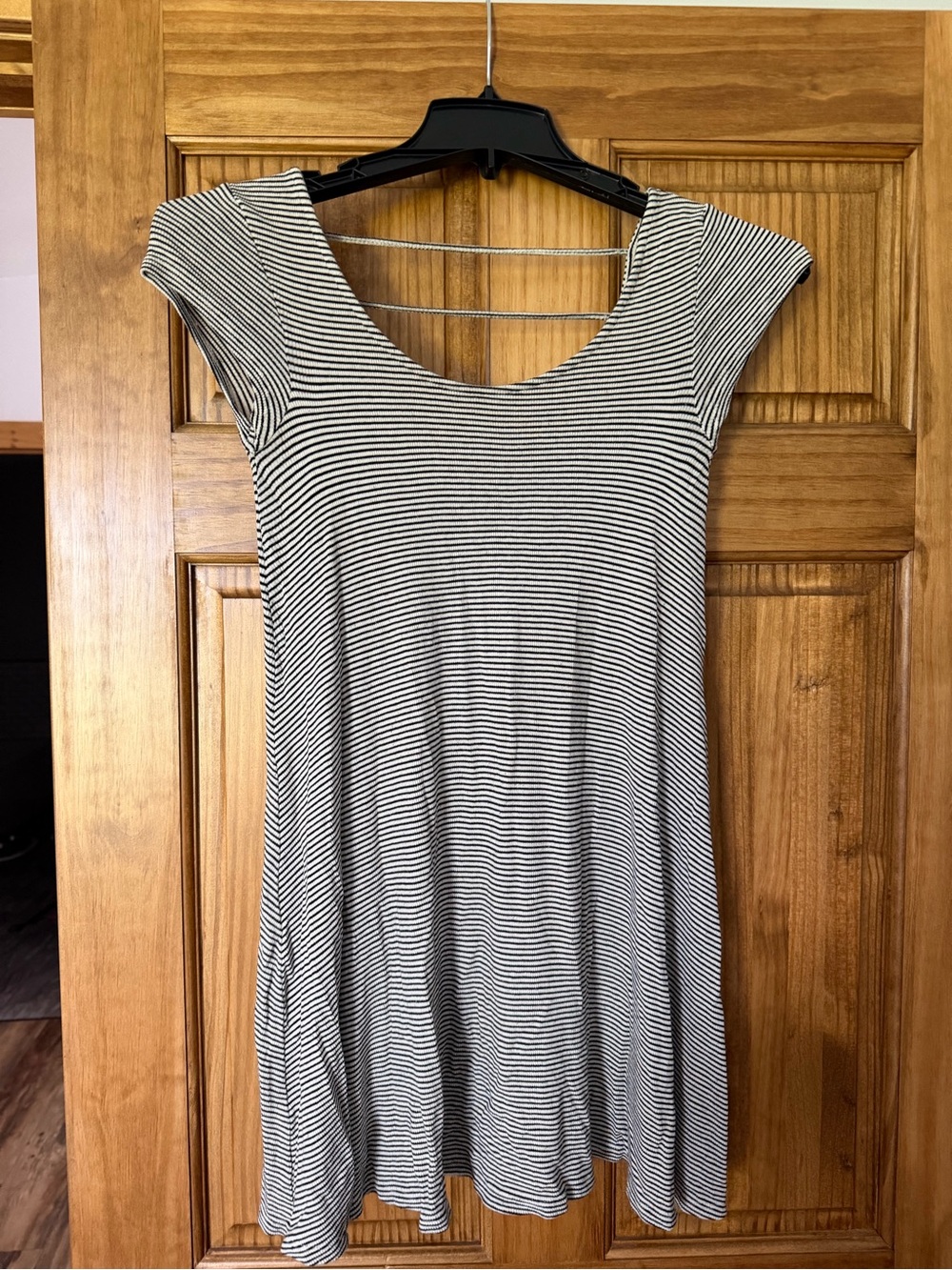 American Eagle Outfitters Black and White Striped Scoop Swing Dress